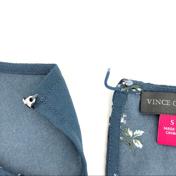 Vince Camuto Blue Floral Print Bell Sleeve Blouse - Picture 4 of 5